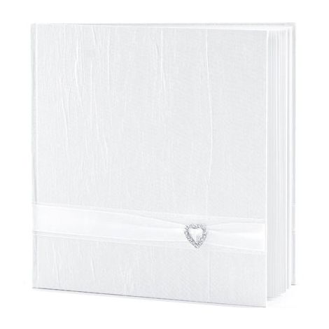 Księga Gości PartyDeco 20.5x20.5cm/22 Biała/Serce srebrne